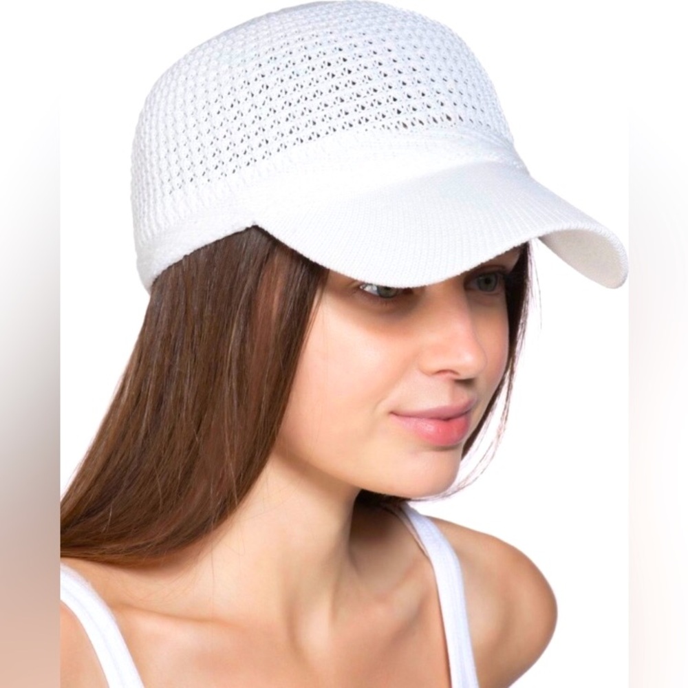 INC International Concept Packable Crochet Baseball Cap Women's One Size White